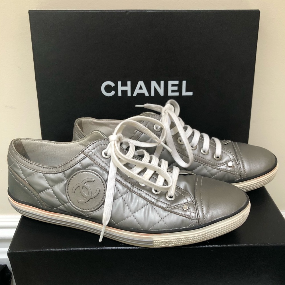 Real authentic CHANEL silver sneakers 👟